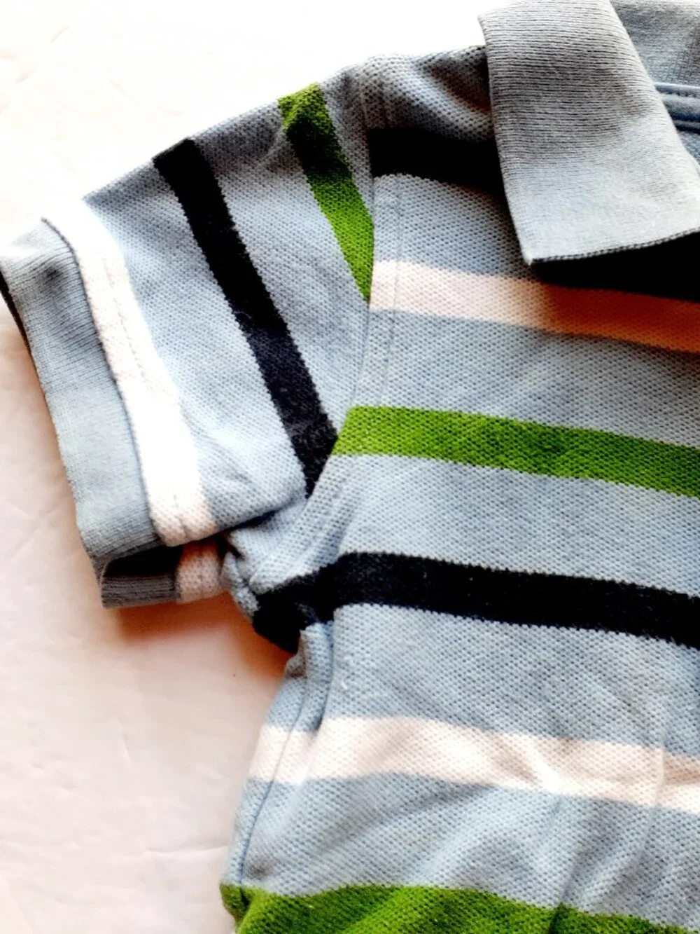 Gymboree Boys Shirt Polo Bodysuit Blue Stripe Short Sleeve 18-24 Months